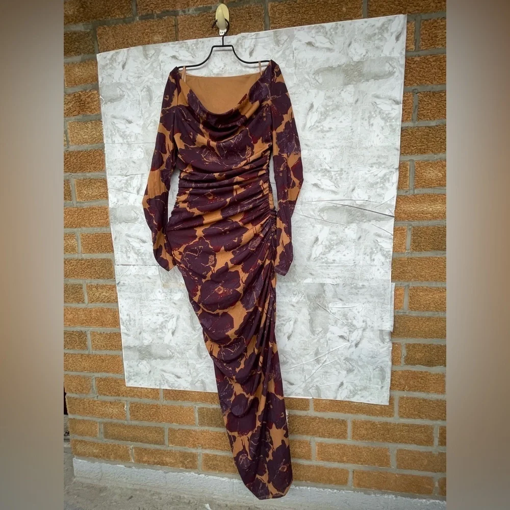 STAUD Solana Floral Maxi Dress Dried Pressed Flowers S Long Sleev Wedding Guest - Picture 9 of 16